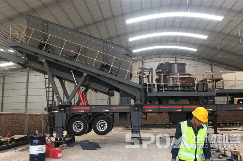 移動(dòng)制砂機(jī)現(xiàn)場(chǎng)圖，簡單固定即可開始工作